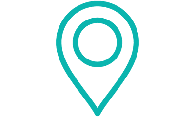 Location pin icon on black background