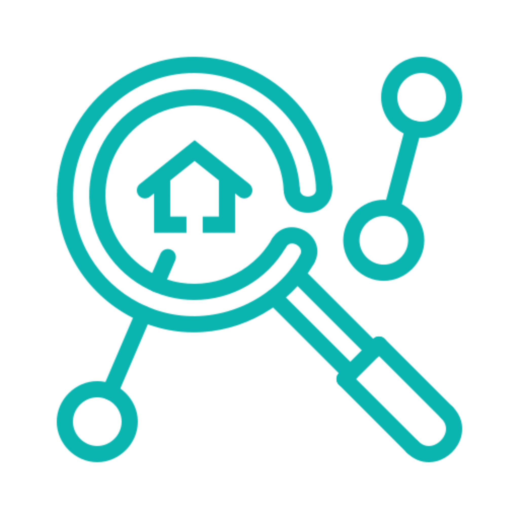 Home search symbol on black background